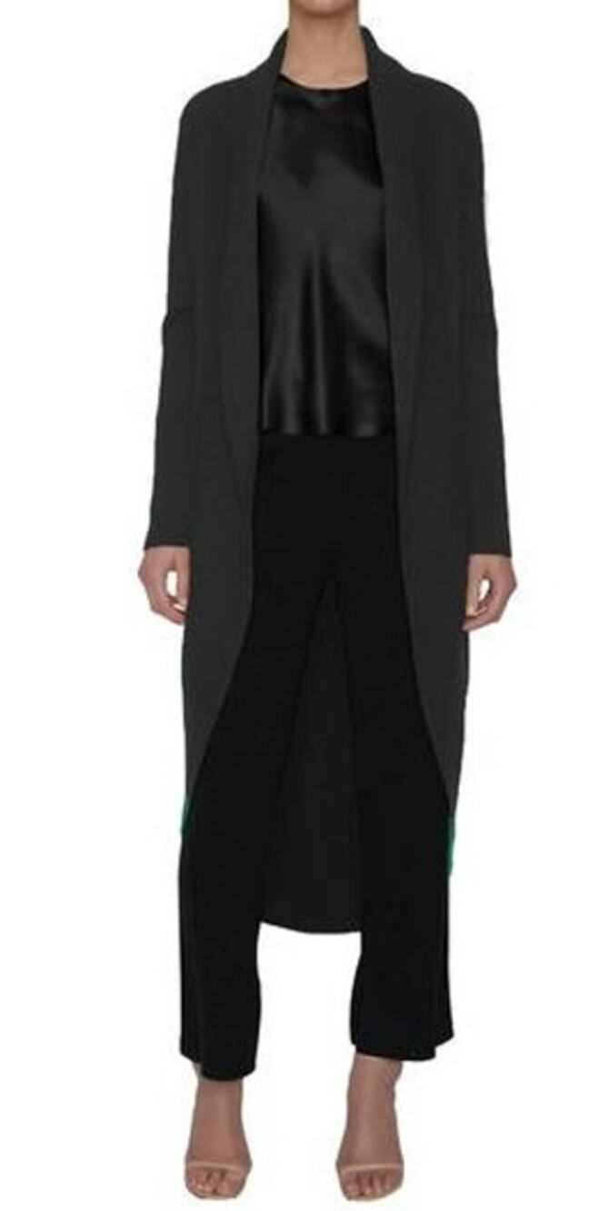 Maison De Papillon Silk Cashmere Duster Cardigan Cocoon XS Black Quiet Luxury